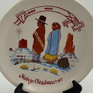 Vtg Navajo Christmas Plate Hand Painted Kay Mallek 1977 7th Issue Ltd Edition